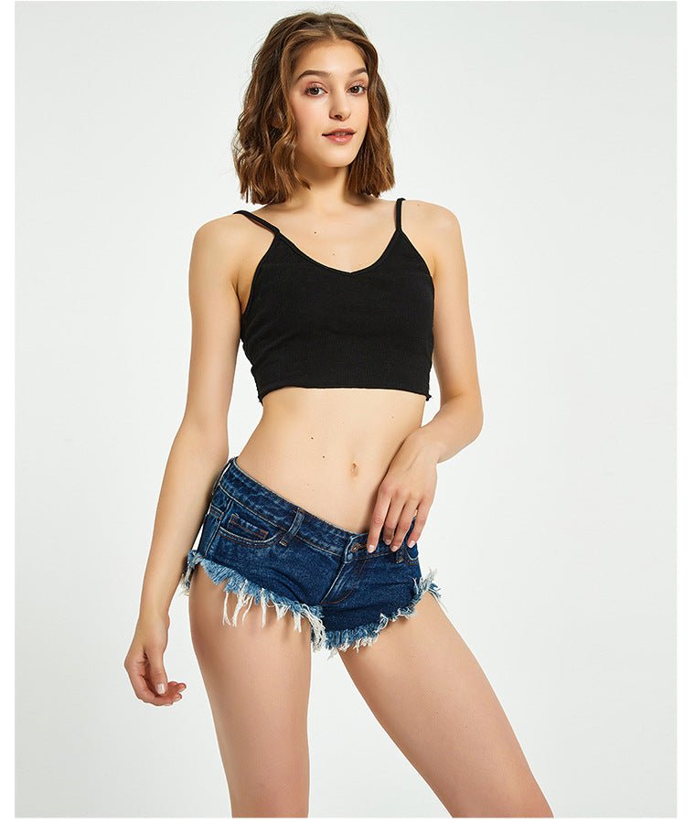 Short en jean sexy à bords bruts Femme - RAPHYA