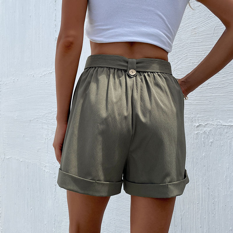 Short femme vert avec ceinture Femme - RAPHYA