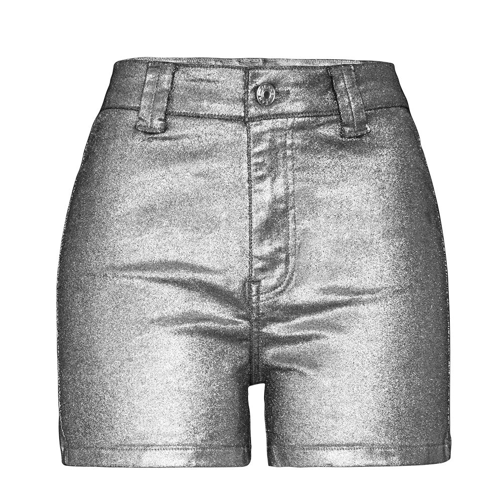 Short stretch taille haute en jean sexy à paillettes Femme - RAPHYA