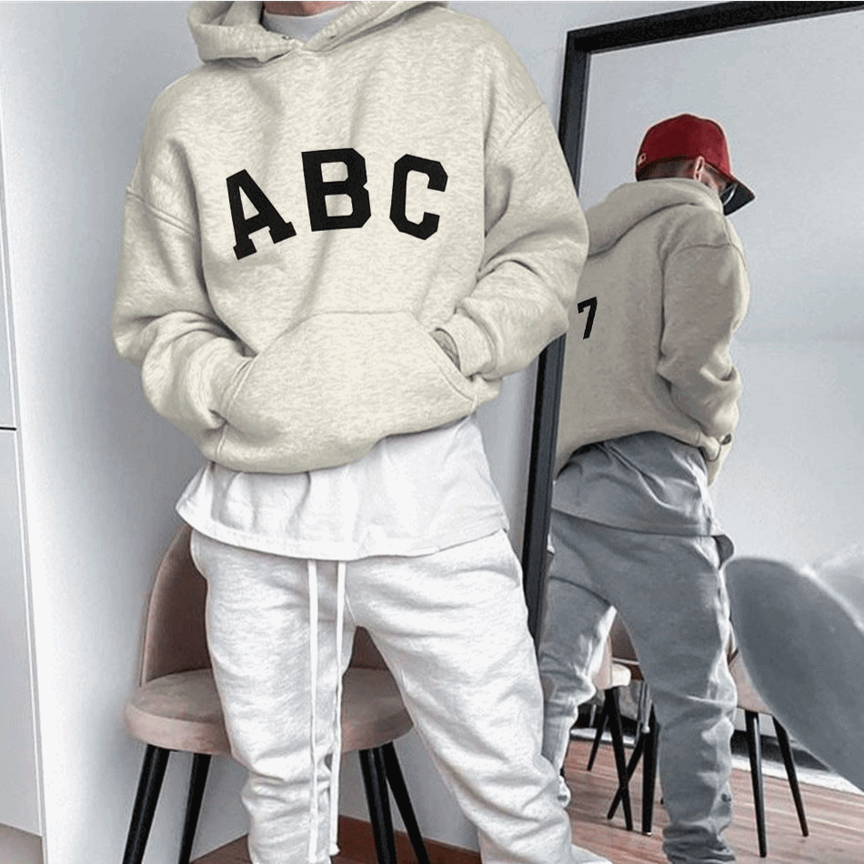 Sweat-shirt avec lettre ABC, sweat à capuche ample et tendance Homme - RAPHYA