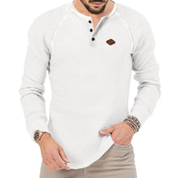 T - shirt à manches longues raglan orné de col Henley pour hommes - RAPHYA