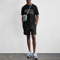 T - shirt et short décontractés et tendance pour jeunes, costume imprimé noir pour hommes Homme - RAPHYA