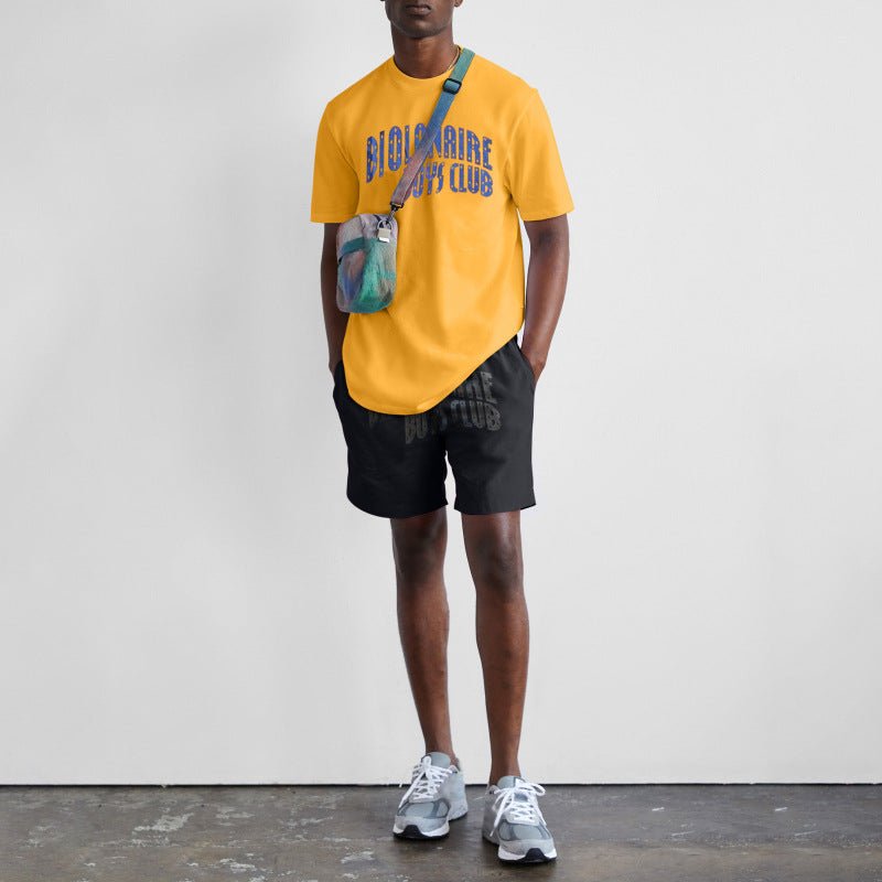 T - shirt et short décontractés et tendance pour jeunes, costume imprimé noir pour hommes Homme - RAPHYA