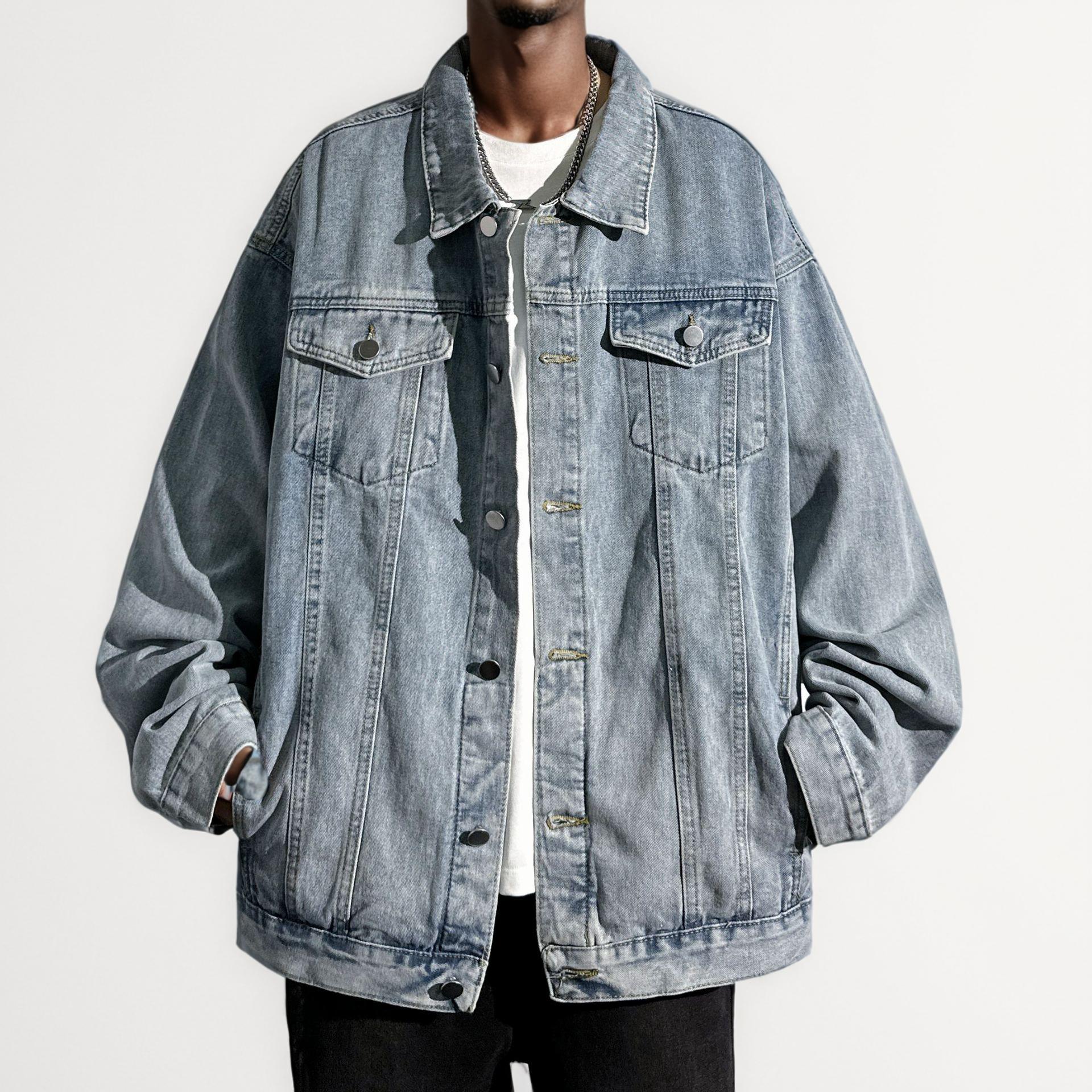 Veste en jean all - match style rétro américain délavé et vieilli Homme - RAPHYA