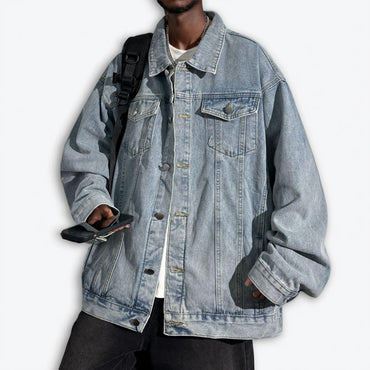 Veste en jean all - match style rétro américain délavé et vieilli Homme - RAPHYA