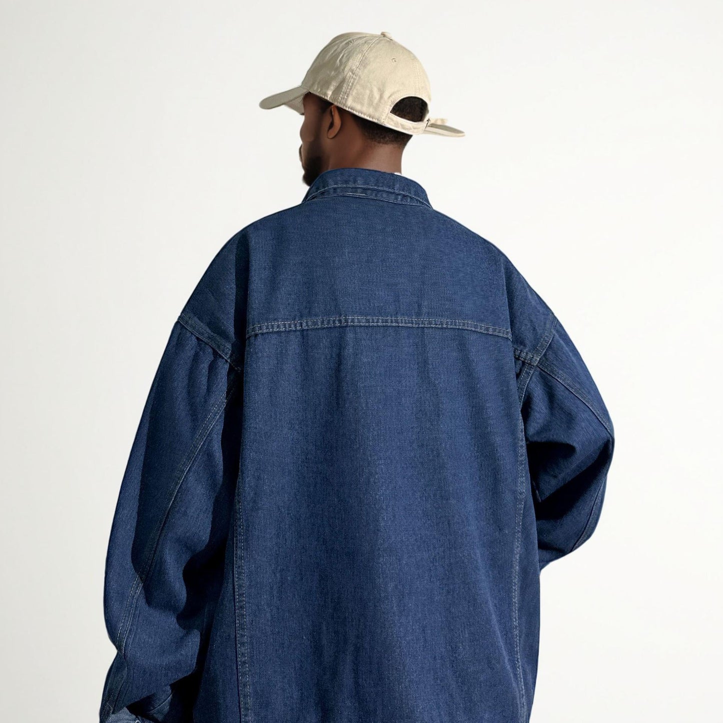 Veste en jean ample décontractée simple bleu foncé Homme - RAPHYA